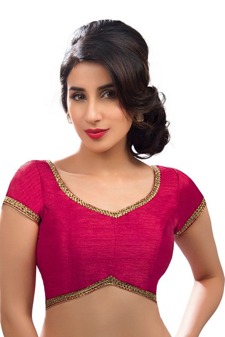 Art Silk Padded Blouse in Pinkish and Maroon - 38